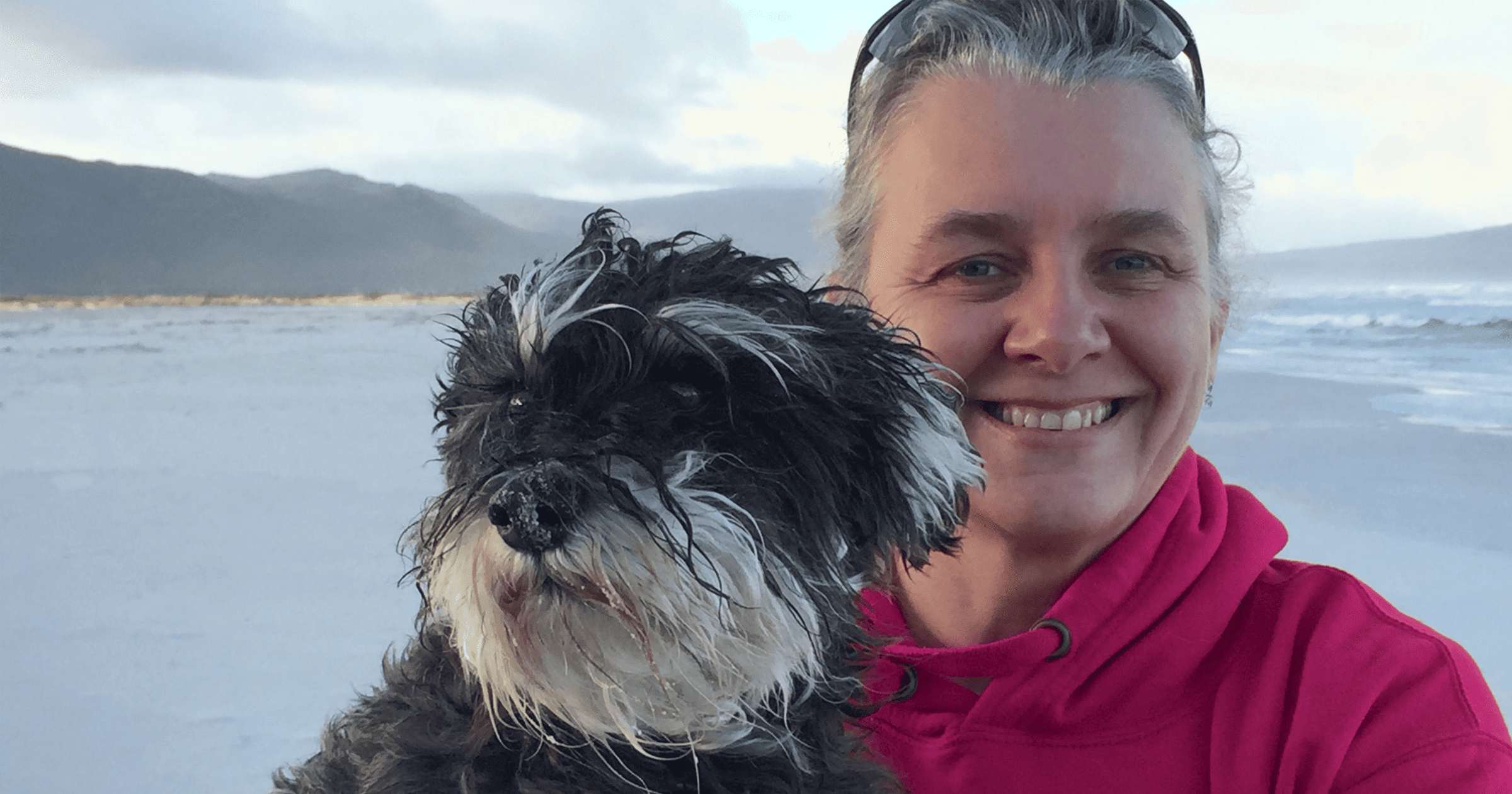 Sharon Milani, Director Of Nutriflex®, And Her Schnauzer, Hector, Enjoying A Beach Day In Cape Town. Hector Stays Active And Healthy With Nutriflex® Advanced Hip &Amp; Joint Supplement, Taken Once Daily To Support Mobility And Joint Health. Nutriflex® Pet Supplements Are Designed For Both Dogs And Cats, Promoting A Happier, Healthier Life.